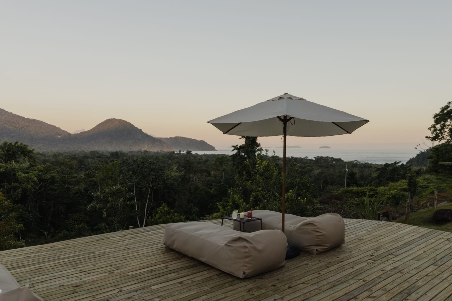 The hotel deck at sunrise